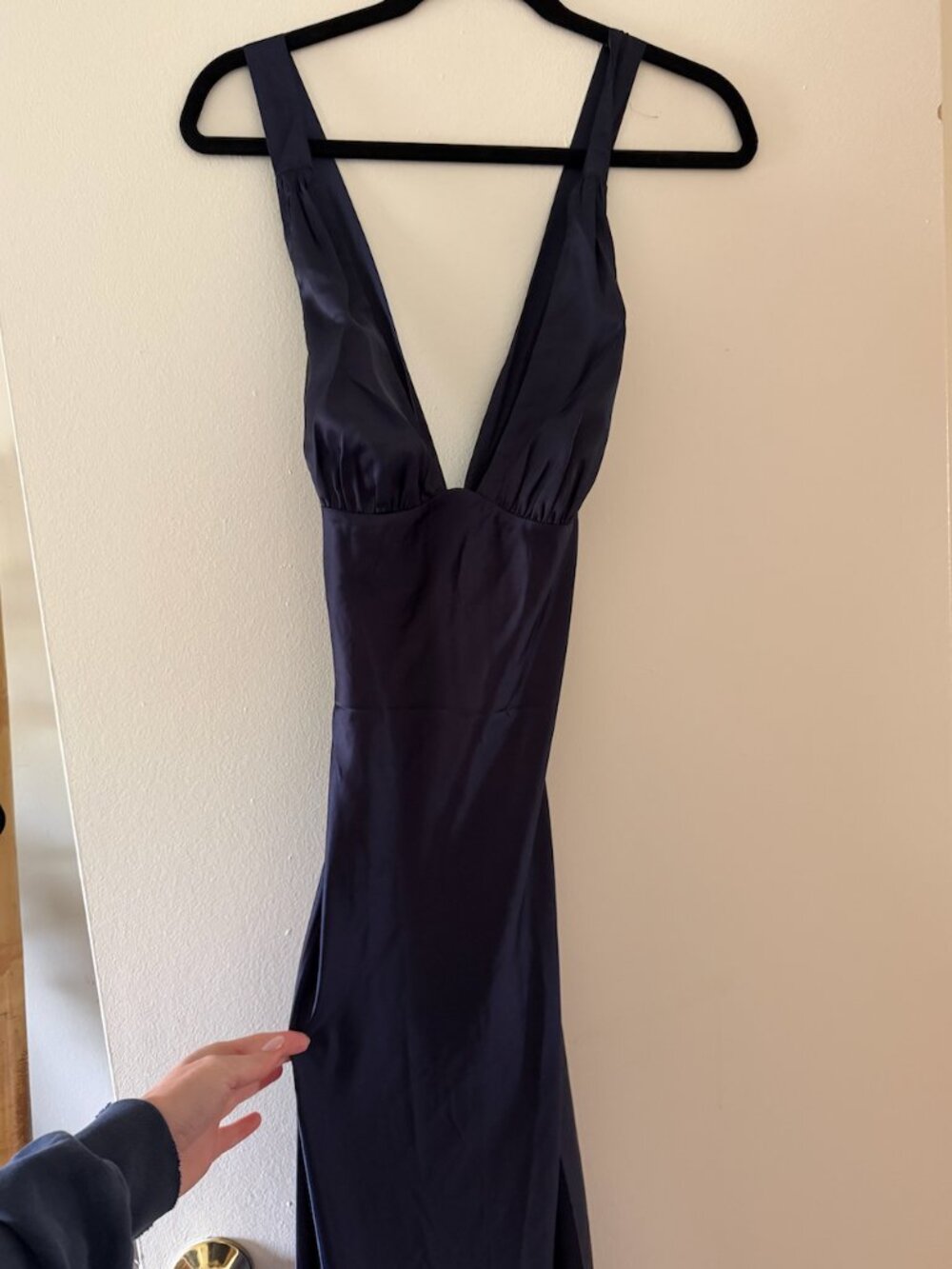 NWT Hello Molly Navy Formal Maxi Dress Low Cut Bridesmaid Size Small Prom - Picture 4 of 4